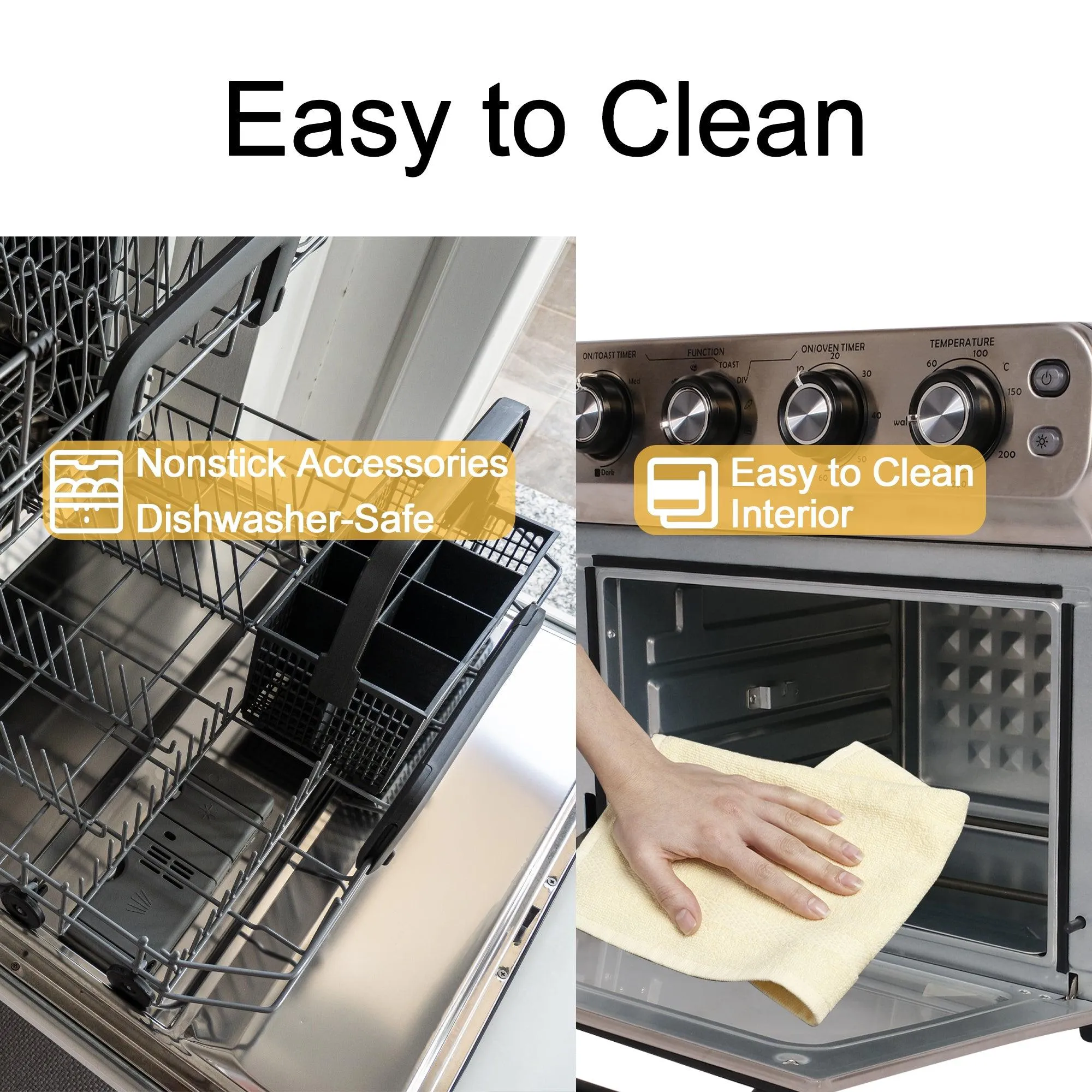 24QT Air Fryer Toaster Oven Combo | 8-in-1 Convection Countertop Oven with 4 Accessories | Stainless Steel Finish, 1700W Power