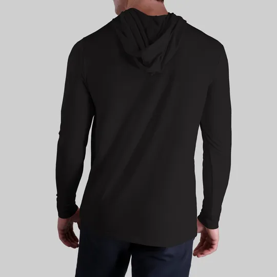 2UNDR - Luxury Long Sleeve Hooded Tee - Black