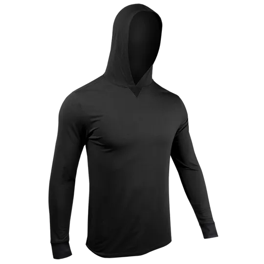 2UNDR - Luxury Long Sleeve Hooded Tee - Black