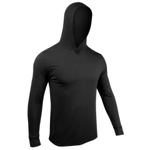 2UNDR - Luxury Long Sleeve Hooded Tee - Black