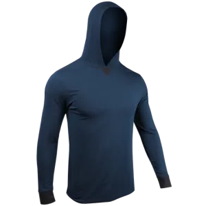 2UNDR - Luxury Long Sleeve Hooded Tee - Pacific Navy