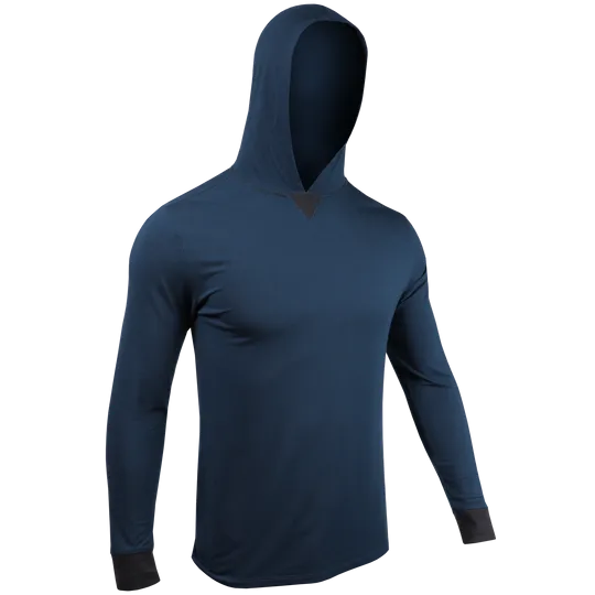 2UNDR - Luxury Long Sleeve Hooded Tee - Pacific Navy