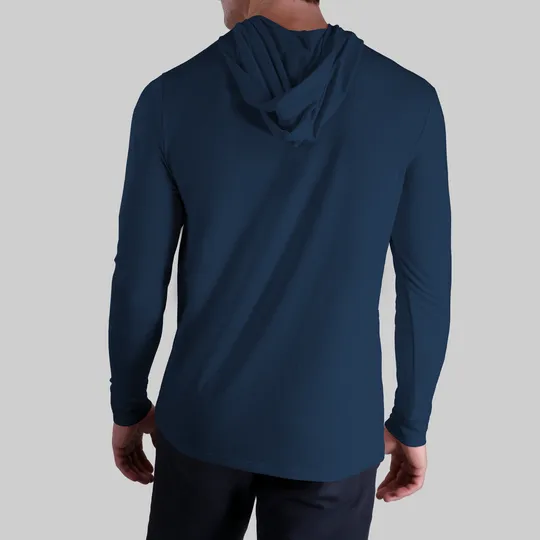 2UNDR - Luxury Long Sleeve Hooded Tee - Pacific Navy