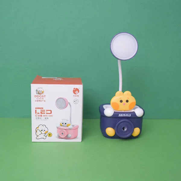 3-in1 Cute Animal  Shape Table Desk Flexible LED Lamp with Pen Pencil Holder & Pencil Sharpener