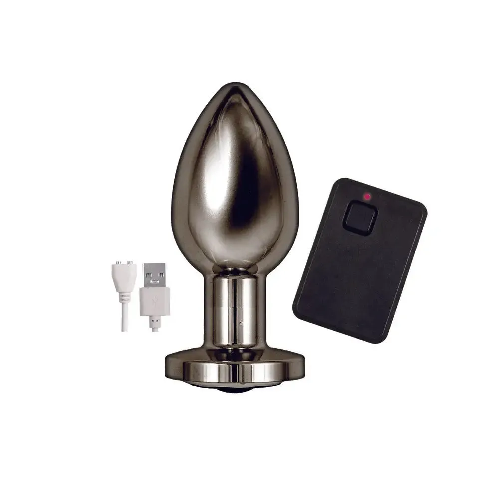 3-inch Stainless Steel Black Rechargeable Vibrating Butt Plug with Remote