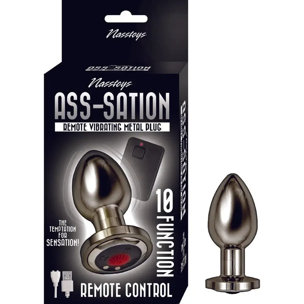 3-inch Stainless Steel Black Rechargeable Vibrating Butt Plug with Remote