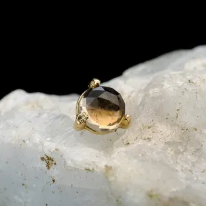 3 Prong - Smoky Quartz in 14k Yellow Gold - Threadless End