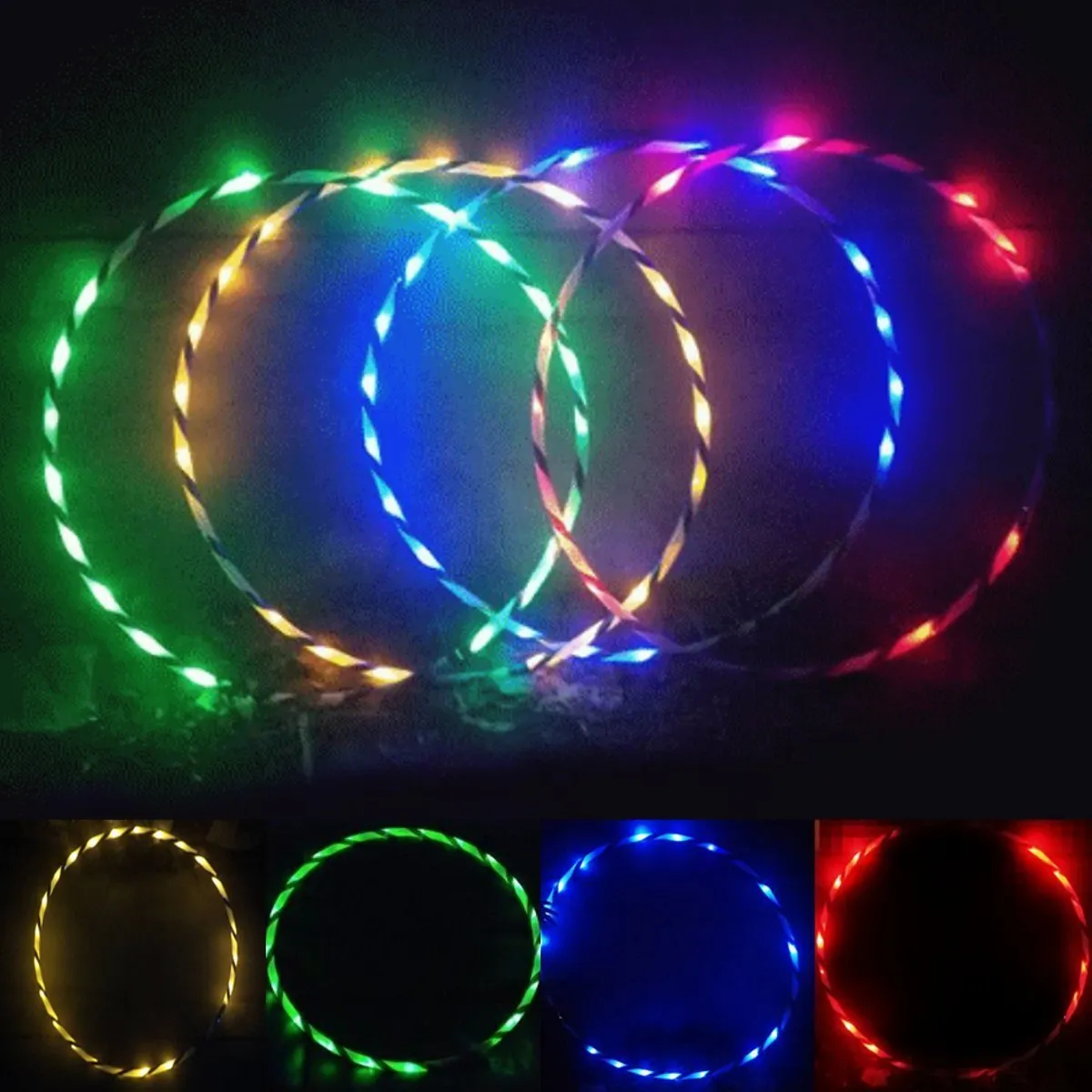 35''to 24" 24 to 10-LED Lights Glow in Dark Hula Hoop