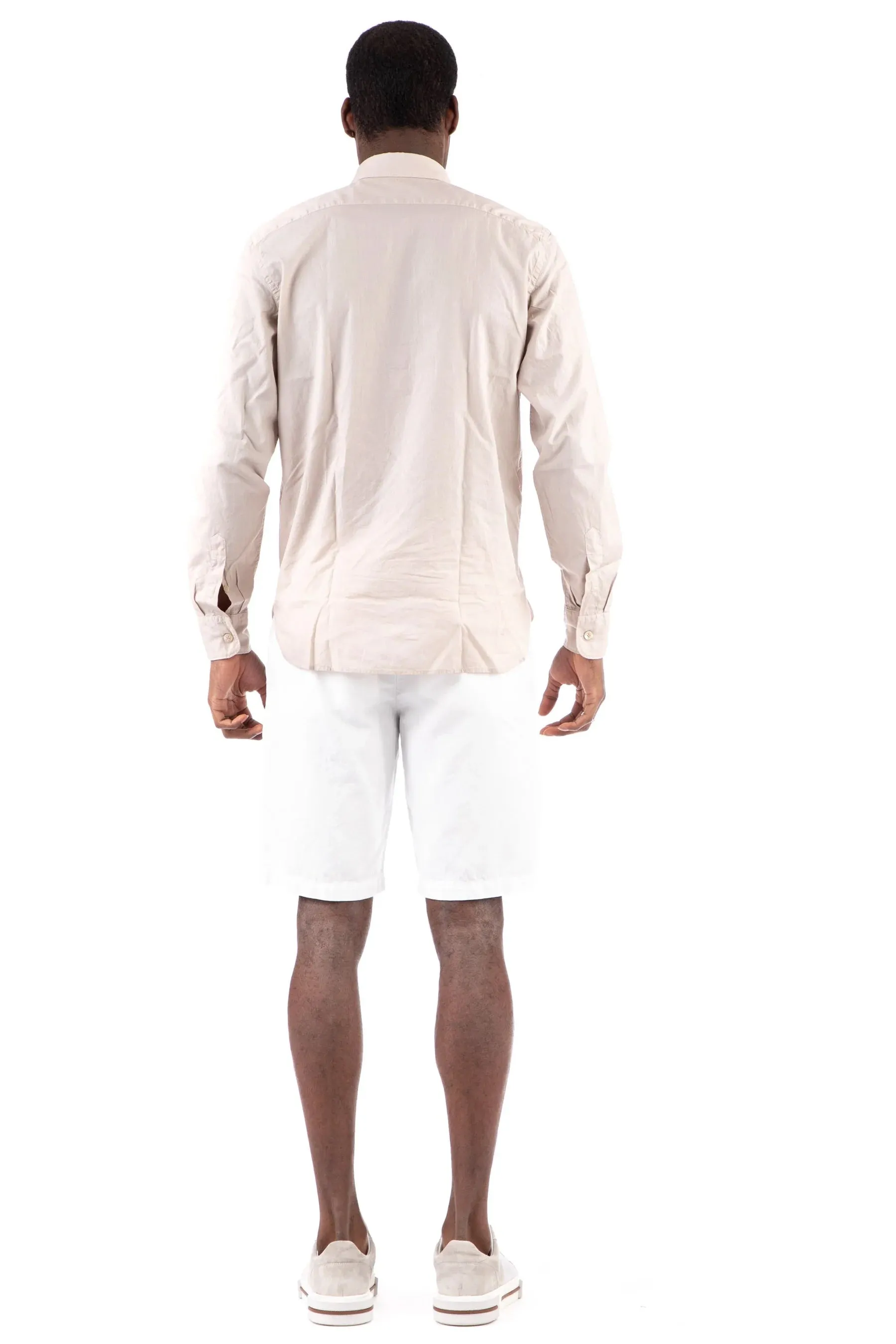 $395 ELEVENTY -Neutral *POPOVER* Wide Spread Button Dress Shirt - M (40)