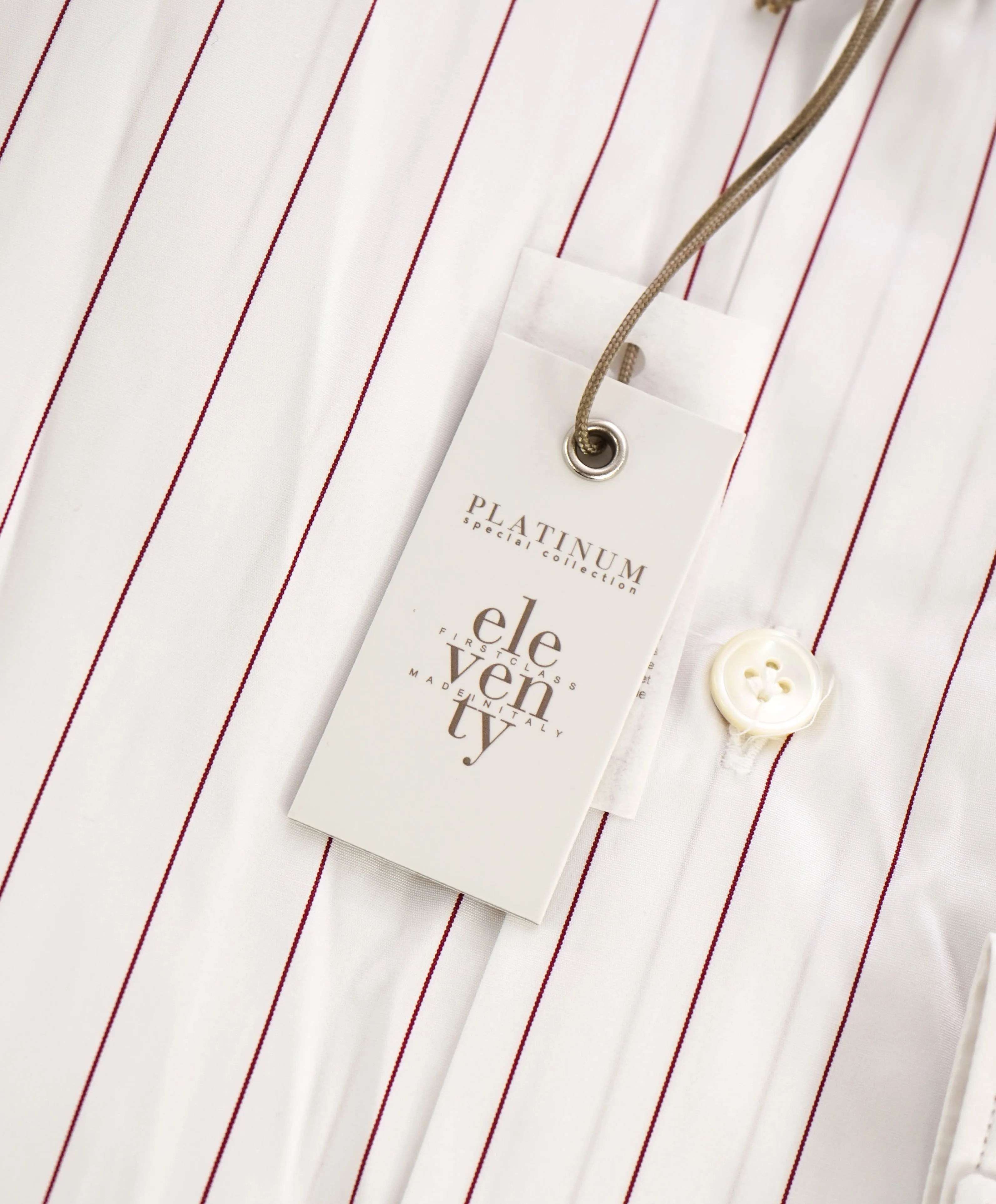 $395 ELEVENTY - Red/White *Wide Spread Collar* Stripe Dress Shirt - M
