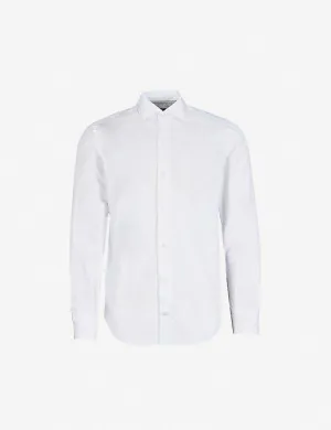 $395 ELEVENTY - *Spread Collar* Slim-Cotton Poplin White Dress Shirt - L (42)