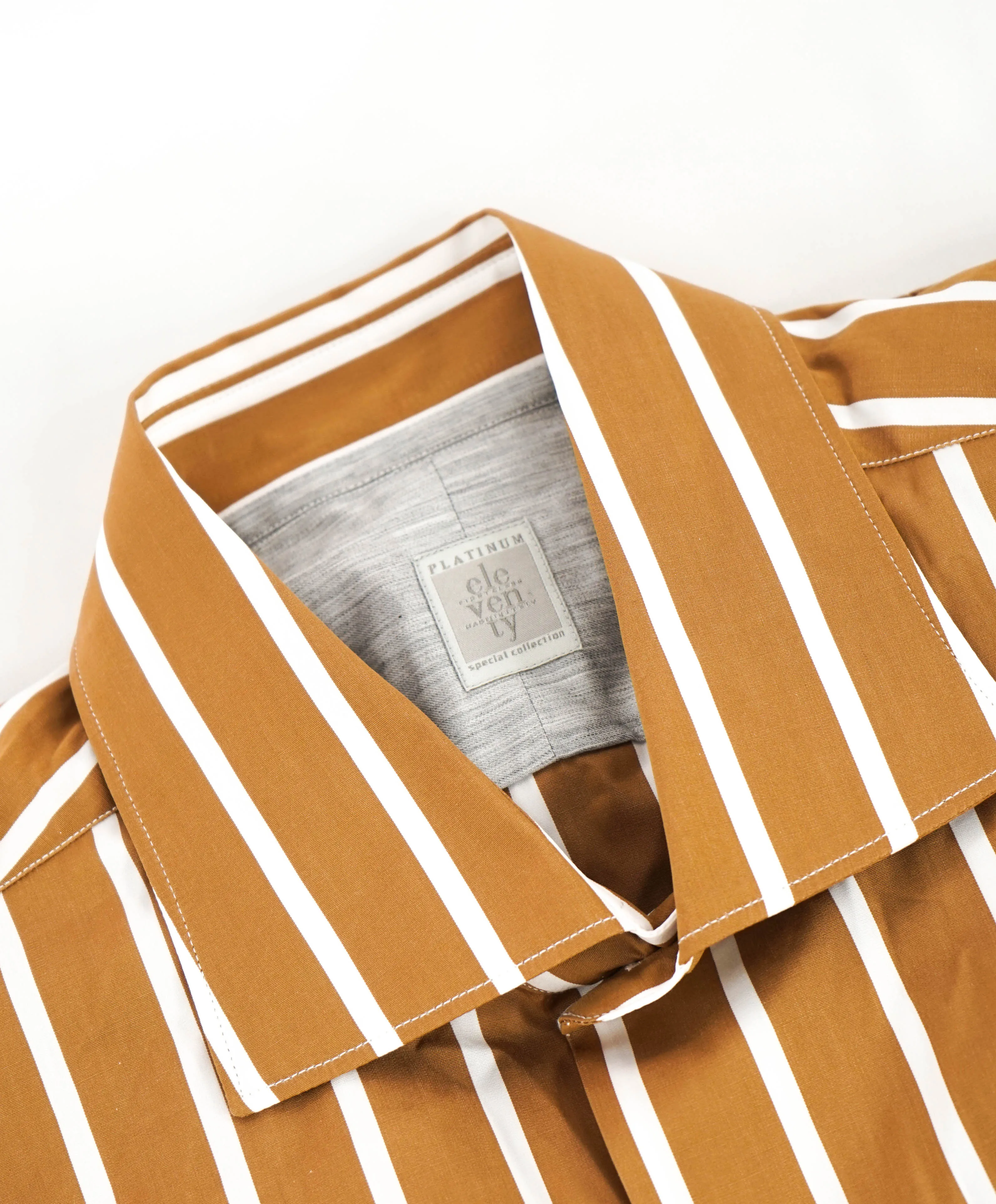 $395 ELEVENTY -*Wide Spread Broad Stripe* Button Dress Shirt - M