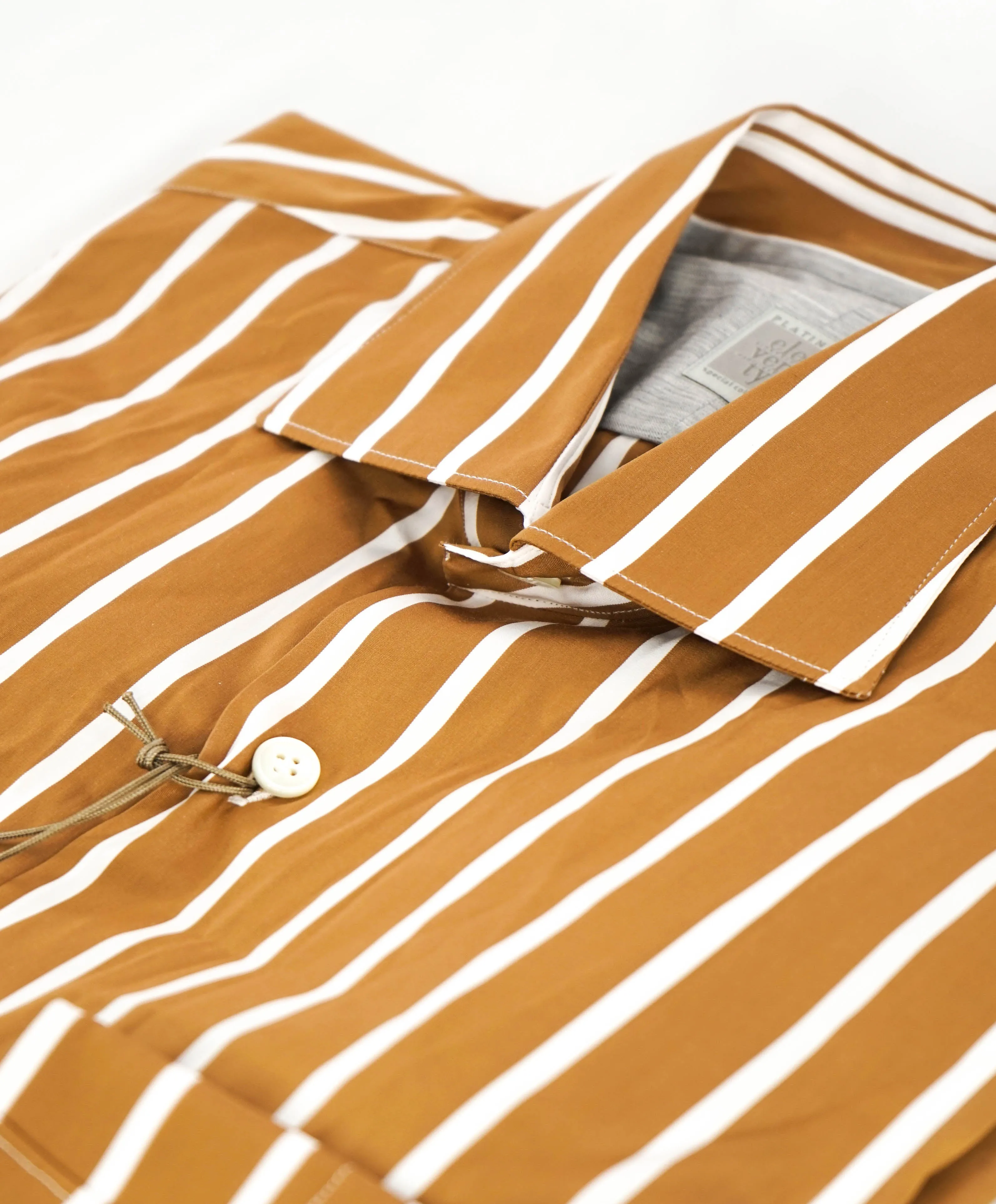 $395 ELEVENTY -*Wide Spread Broad Stripe* Button Dress Shirt - M