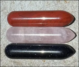 3pc Crystal Mini-Wand Set - Red Jasper, Rose Quartz, Purple Goldstone