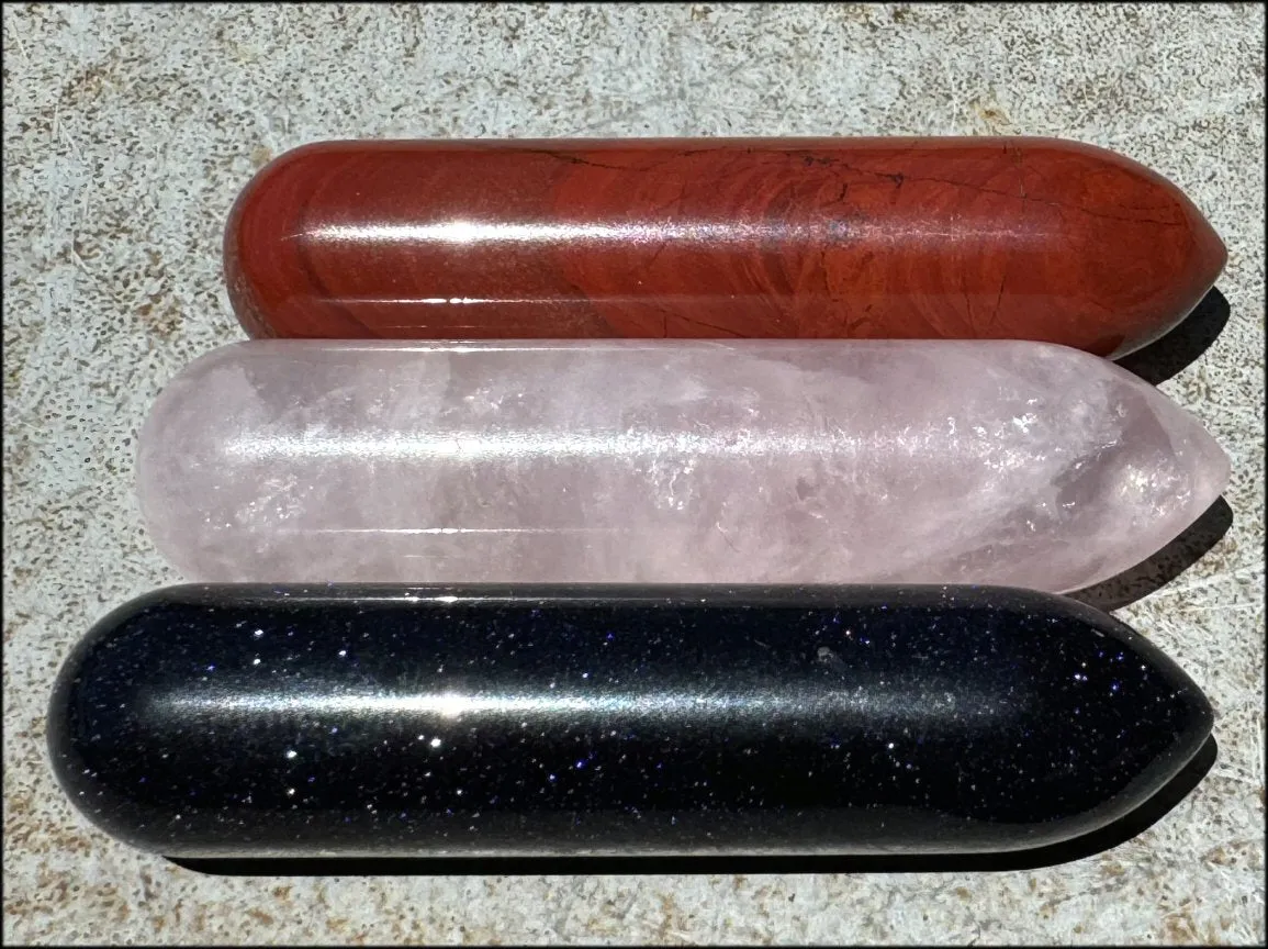 3pc Crystal Mini-Wand Set - Red Jasper, Rose Quartz, Purple Goldstone