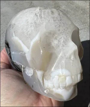 3XL Dendritic Agate GEODE Crystal Skull w/ Fantastic VUGS!