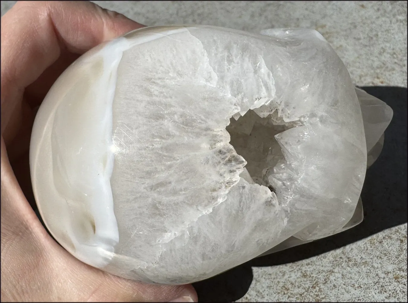 3XL Dendritic Agate GEODE Crystal Skull w/ Fantastic VUGS!
