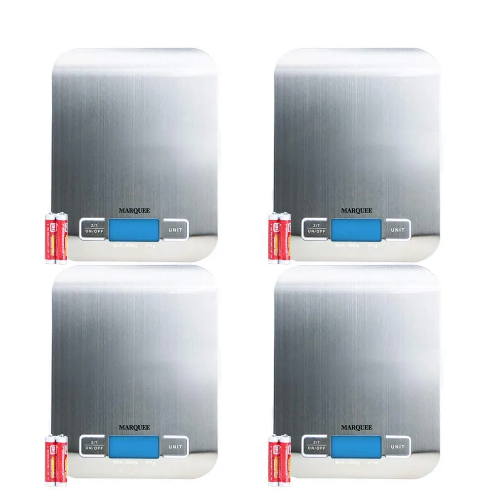 4 PACK | Digital Kitchen Scale | Multifunction Food Scale with LCD Display| From 0.01oz/1g to 11lb/5kg Capacity | Great for cooking, baking, jewelry and postage | Batteries Included |