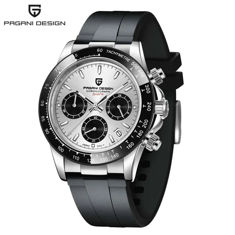 40mm Men's Quartz Watches - Sapphire Retro Chronograph Stainless Steel Waterproof Watch