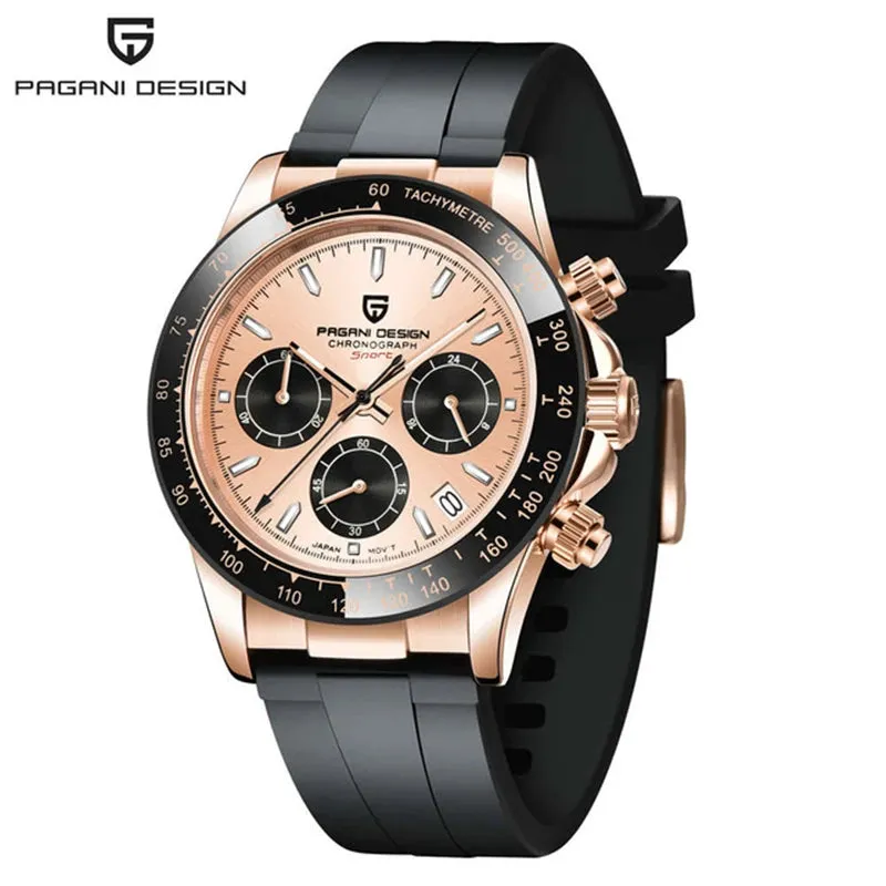 40mm Men's Quartz Watches - Sapphire Retro Chronograph Stainless Steel Waterproof Watch