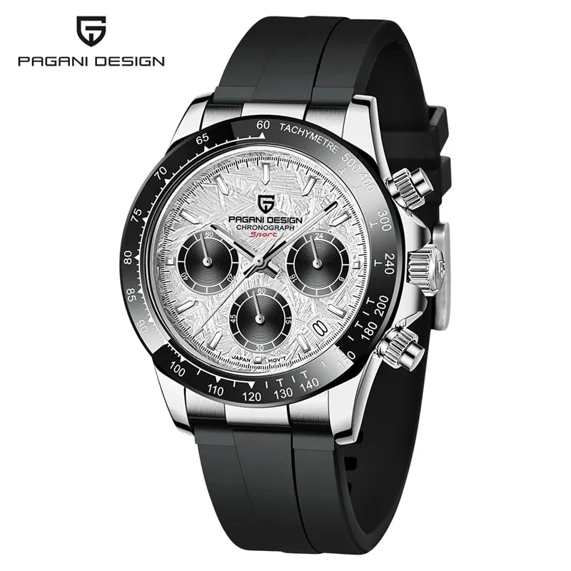 40mm Men's Quartz Watches - Sapphire Retro Chronograph Stainless Steel Waterproof Watch