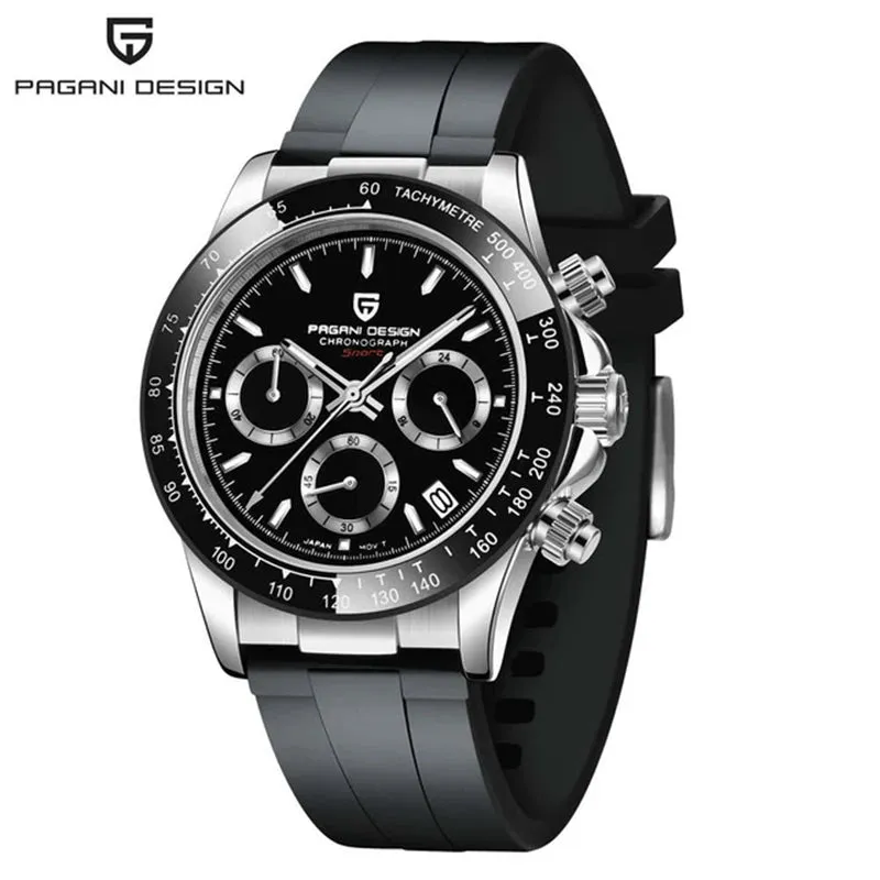 40mm Men's Quartz Watches - Sapphire Retro Chronograph Stainless Steel Waterproof Watch