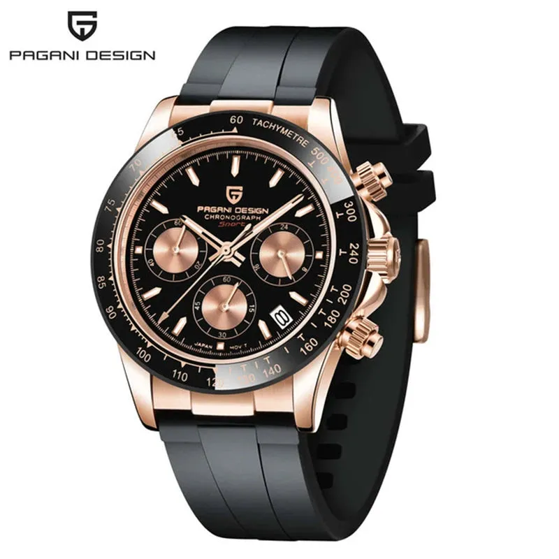 40mm Men's Quartz Watches - Sapphire Retro Chronograph Stainless Steel Waterproof Watch