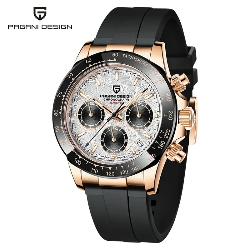 40mm Men's Quartz Watches - Sapphire Retro Chronograph Stainless Steel Waterproof Watch