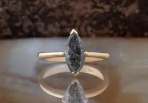 4.33 ct Salt & Pepper Marquise diamond ring - 14k 18K Yellow Gold