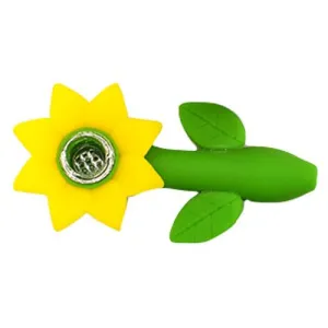 4.5" Sunflower Silicone Hand Pipe -  Color May Vary - (1, 3 OR 6 Count)