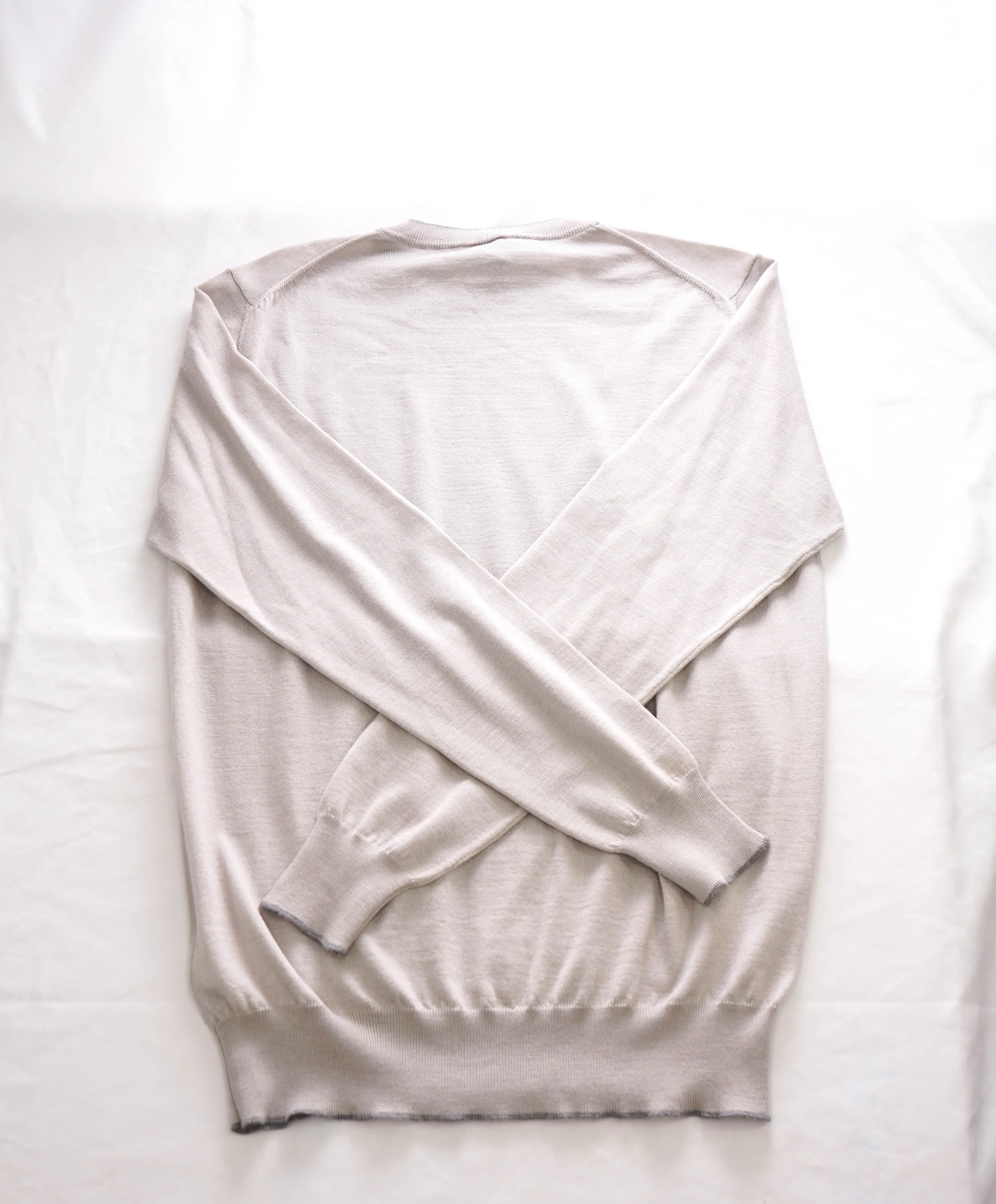 $495 ELEVENTY - Fine Gauge WOOL/SILK Gray Tipped Crewneck Sweater- S