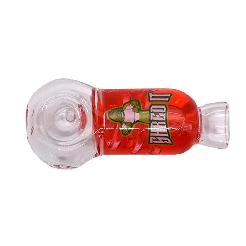 4" Glycerine Chilled Glass Hand Pipe Shred It - Various Colors - (1 Count)