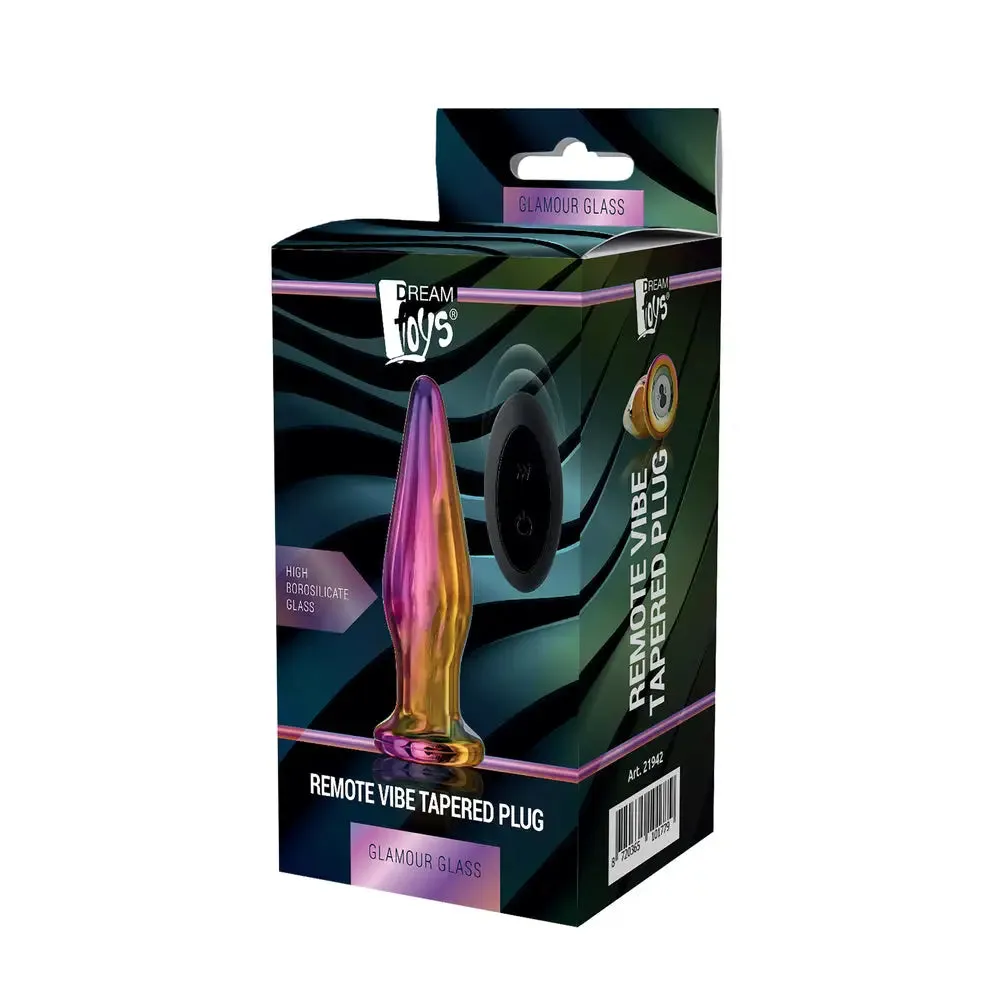 5-inch Rechargeable Tapered Glass Butt Plug with Remote Control