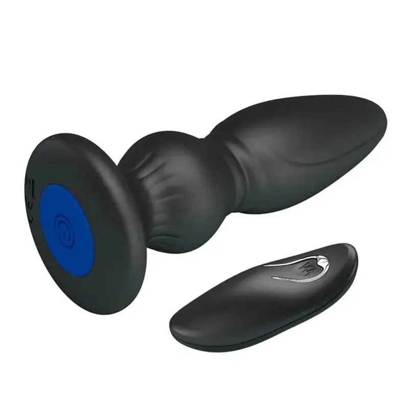 5-inch Silicone Black Powerful Rechargeable Vibrating Butt Plug with Remote