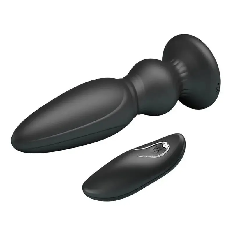 5-inch Silicone Black Powerful Rechargeable Vibrating Butt Plug with Remote