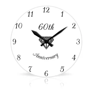 60th Anniversary <br>Round Acrylic Wall Clock 10.75"