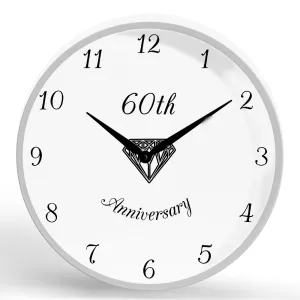 60th Anniversary <br>Round Framed Wall Clock 11.75"