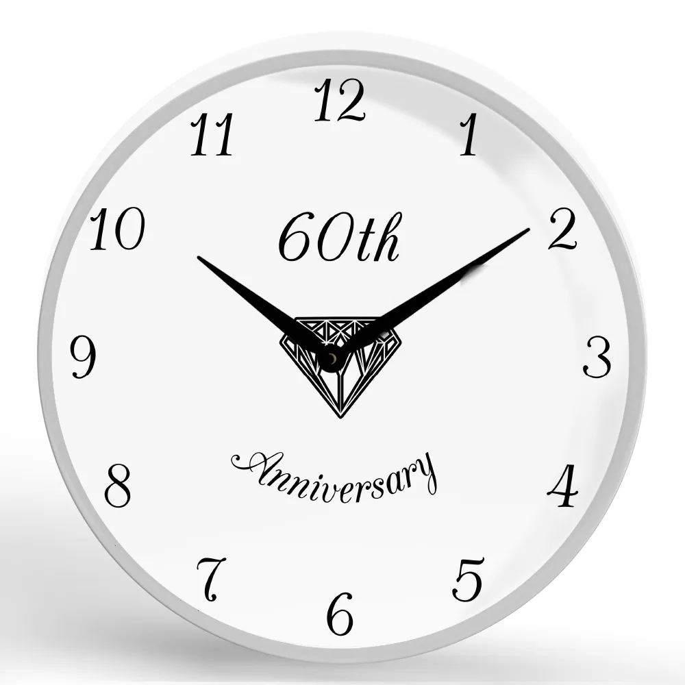 60th Anniversary <br>Round Framed Wall Clock 11.75"