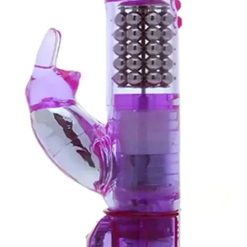 6.5-inch Purple Rotating Rabbit Vibrator with Metal Beads