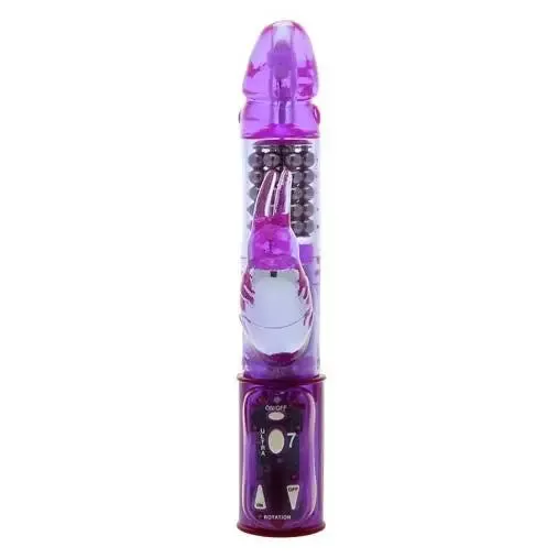 6.5-inch Purple Rotating Rabbit Vibrator with Metal Beads