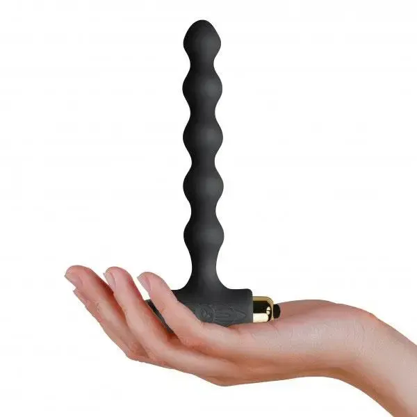 6.75-inch Rocks off Pearls Silicone Purple Vibrating Butt Plug