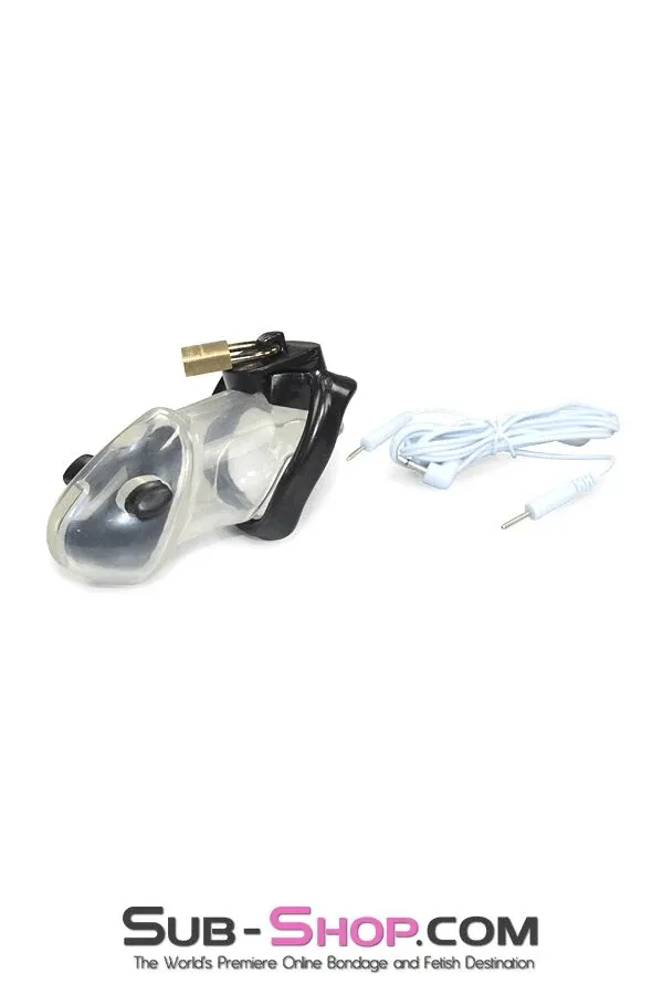 6980AR      Electro-Sex Black Balled Locking Cock Cage Chastity