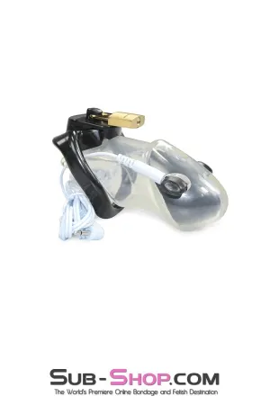 6980AR      Electro-Sex Black Balled Locking Cock Cage Chastity