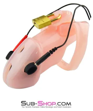7042AR      Sissyfied & Electrified Locking Pink Cock Chastity