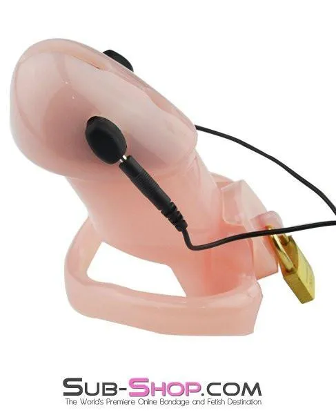 7042AR      Sissyfied & Electrified Locking Pink Cock Chastity