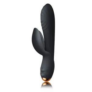 7.25-inch Rocks off Silicone Black Rechargeable Rabbit Vibrator
