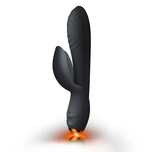 7.25-inch Rocks off Silicone Black Rechargeable Rabbit Vibrator