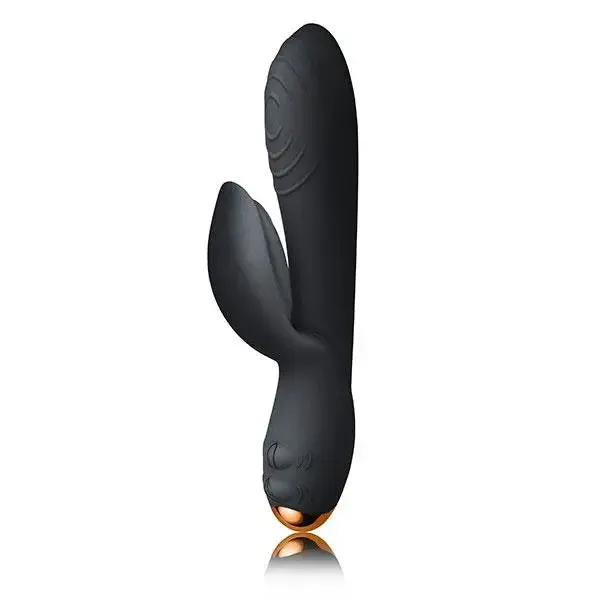 7.25-inch Rocks off Silicone Black Rechargeable Rabbit Vibrator