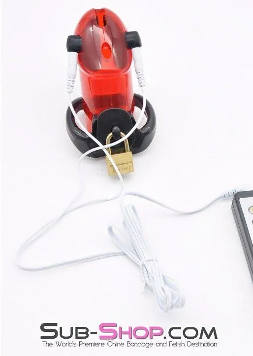 7258AR      Caught Red Handed Electro Sex Locking Chastity Cock Cage