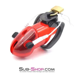 7258AR      Caught Red Handed Electro Sex Locking Chastity Cock Cage